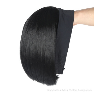 Straight Bob Wigs Headband Synthetic Hair Wigs For Black Women Curl Hair Daily Wig With Headband